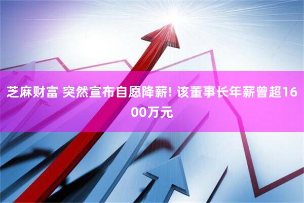 芝麻财富 突然宣布自愿降薪! 该董事长年薪曾超1600万元